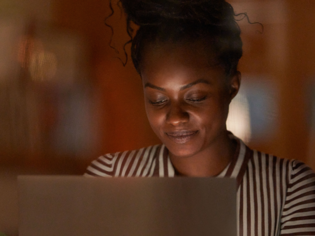 Woman viewing a laptop screen